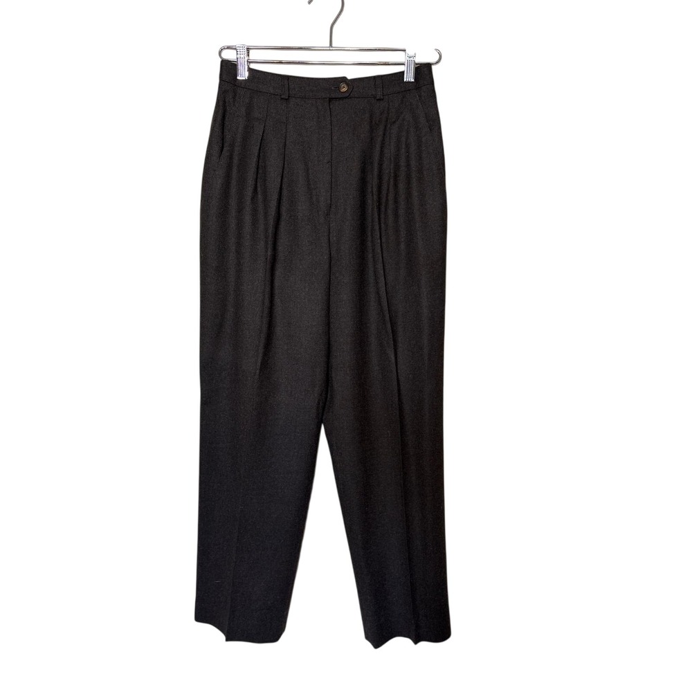 Jason Prescott Vintage 100% Wool Pleated Trousers High Rise Chocolate Brown Sz 8